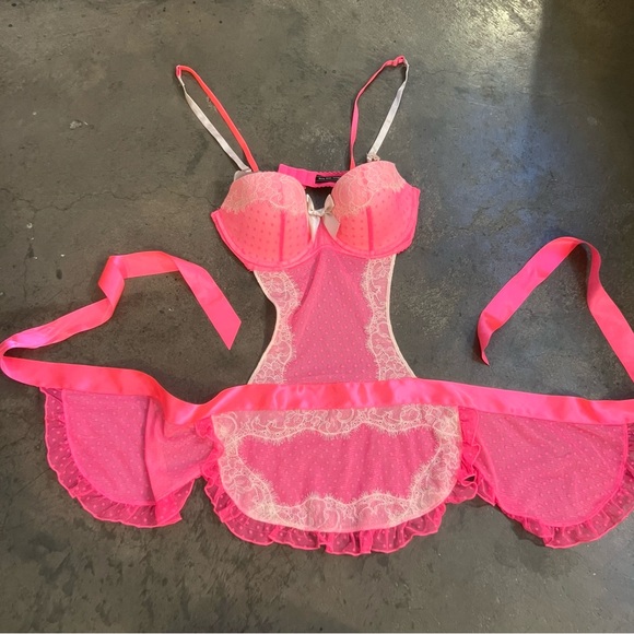 Victorias Secret Sexy Little Things Lace Chemise Babydoll 36C Pink Cream - Picture 1 of 8